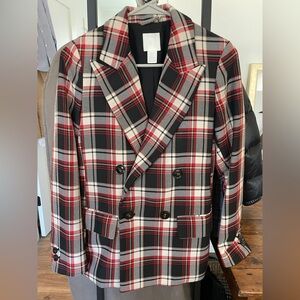 H&M Double Breasted Plaid Blazer